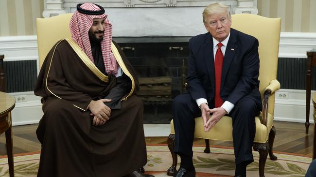 US President Donald Trump met with Crown Prince Mohammed bin Salman in Washington last year. Picture: Evan Vucci/AP