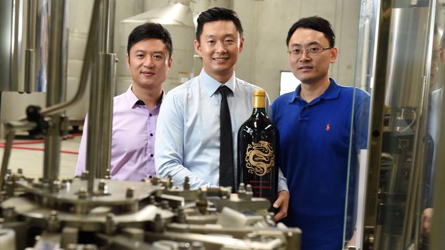 02/02/16 - Jonathon Jianing Li, Wayne Chao and Jason Shuang Zhao are amongst a group of investors has spent $5 million setting up Harbour Bottling in Osborne, which will aim to help people export wine to China. Photo Tom Huntley