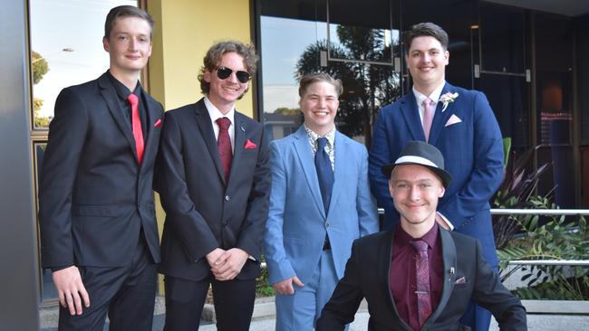 Tyler, Daniel, Dominic, Riley and Kale at the Maleny State High School formal on November 16, 2022. Picture: Sam Turner