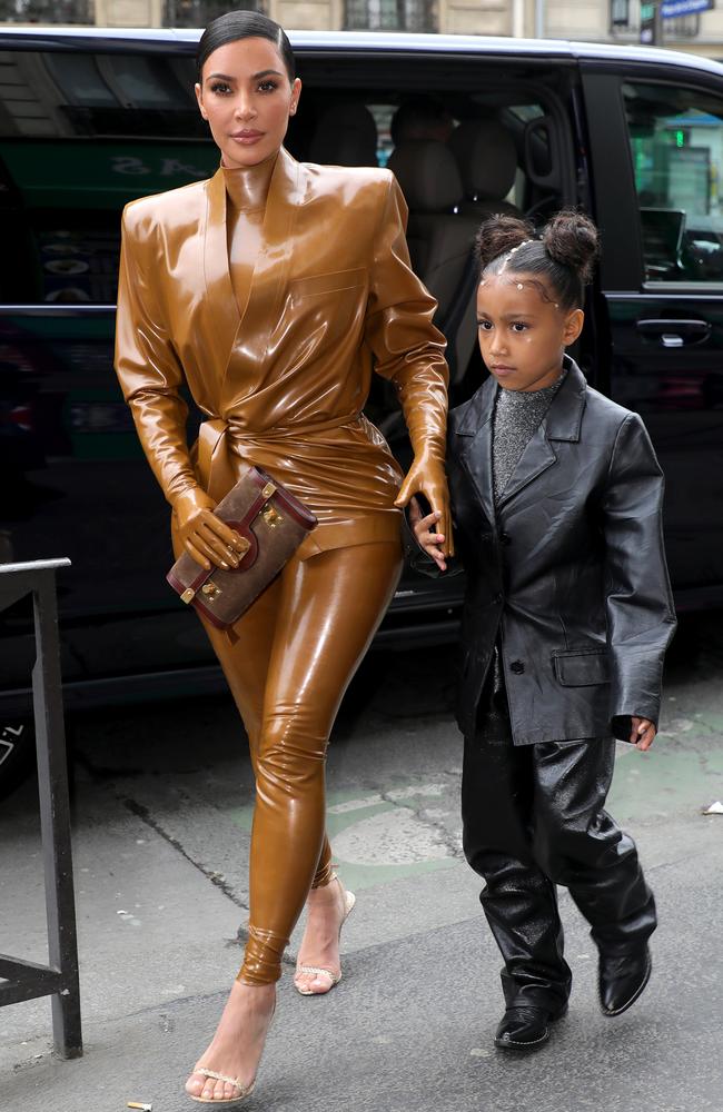 Kim Kardashian and her daughter North West arrive at Theatre des Bouffes du Nord to attend Kanye West's Sunday Service on March 01, 2020 in Paris, France. Picture: Pierre Suu/GC Images