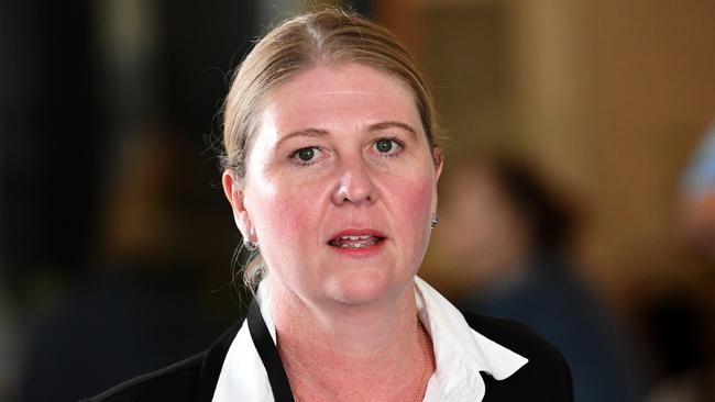 Gold Coast City Councillor Kristyn Boulton leaves a hearing at the Crime and Corruption Commission (CCC) (AAP Image/Dan Peled)