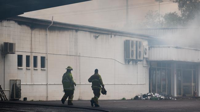 Beloved Territory business the NT Emporium caught fire overnight. Investigators are now on the scene. Picture: Che Chorley