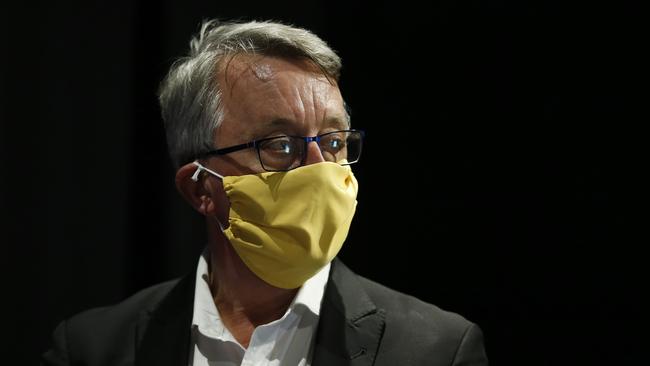 Victorian Minister for Health Martin Foley looks on as Daniel Andrews announced relaxing of restrictions. Picture: NCA NewsWire/Daniel Pockett