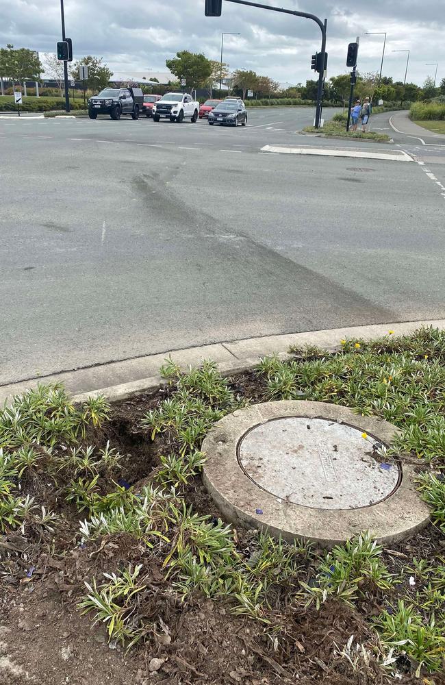 Tyre marks, dirt and small bits of debris were strewn across the road at the site of the fatal crash in Nirimba.