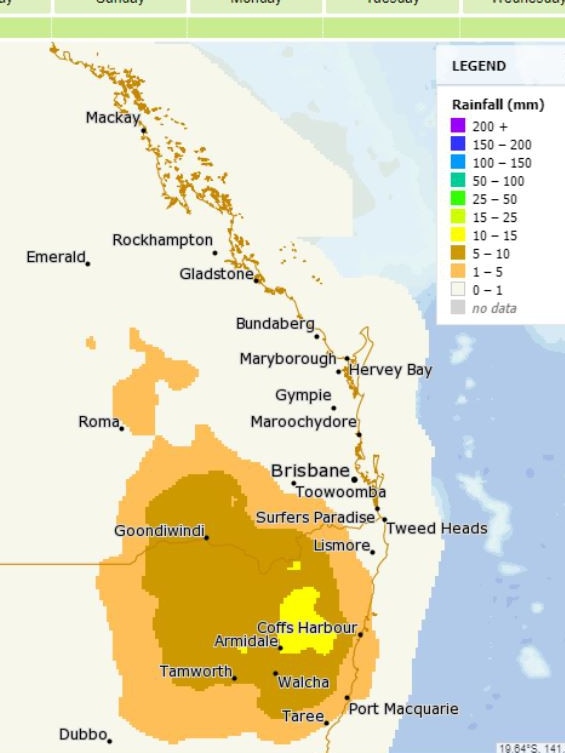 The Bureau of Meteorology forecasts storms will start to develop from Friday. Picture: Bureau of Meteorology