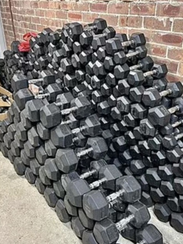 This stack of dumbbells was up for sale for just $3 a kilo earlier this year. Picture: Facebook