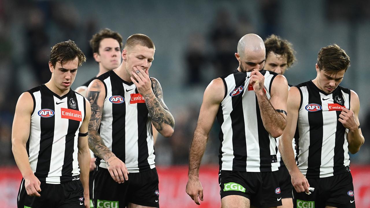 The Pies have been slammed for their “substandard” work-rate in defence. Photo: Getty Images