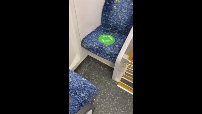 Social Distancing Signs Appear on Sydney Public Transport