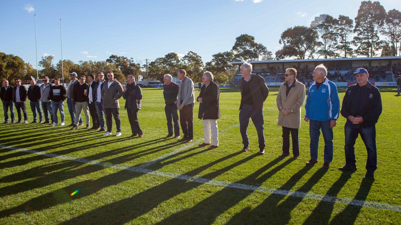 1999 and 1969 Eastwood players at TG Millner Sportsground in Eastwood, NSW. Saturday 13th July 2019. The club held a “Back to Eastwood Day” with players from the 1969 and 1999 teams present. (AAP IMAGE/Jordan Shields)