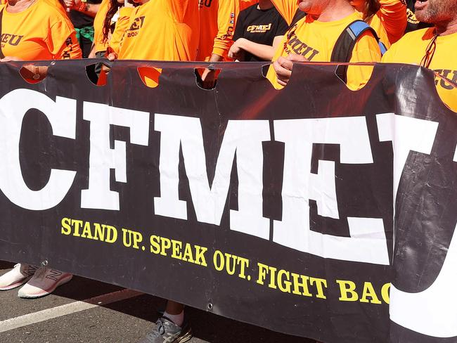 CFMEU at the Brisbane Labour Day March. Picture: Liam Kidston