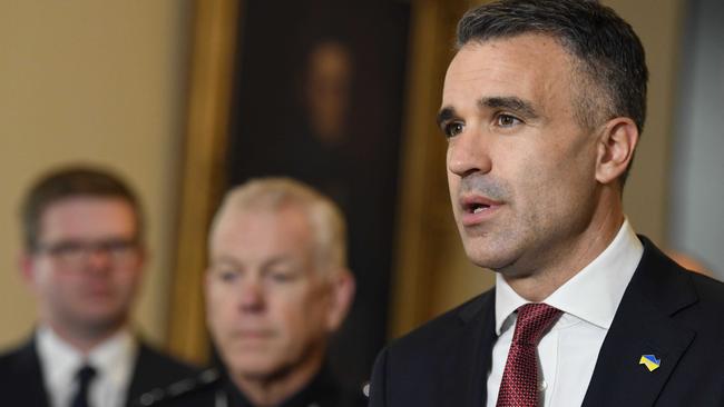 Premier Peter Malinauskas at a press conference in Old Parliament House. Picture : NCA NewsWire / Naomi Jellicoe