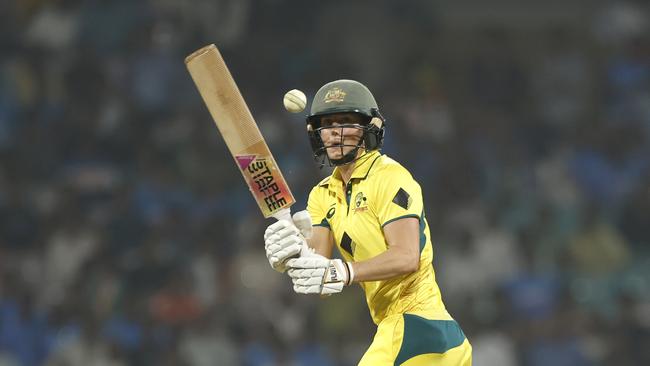 Ellyse Perry hits out during the women's T20I series between India and Australia in Navi Mumbai. Picture: Pankaj Nangia/Getty Images.