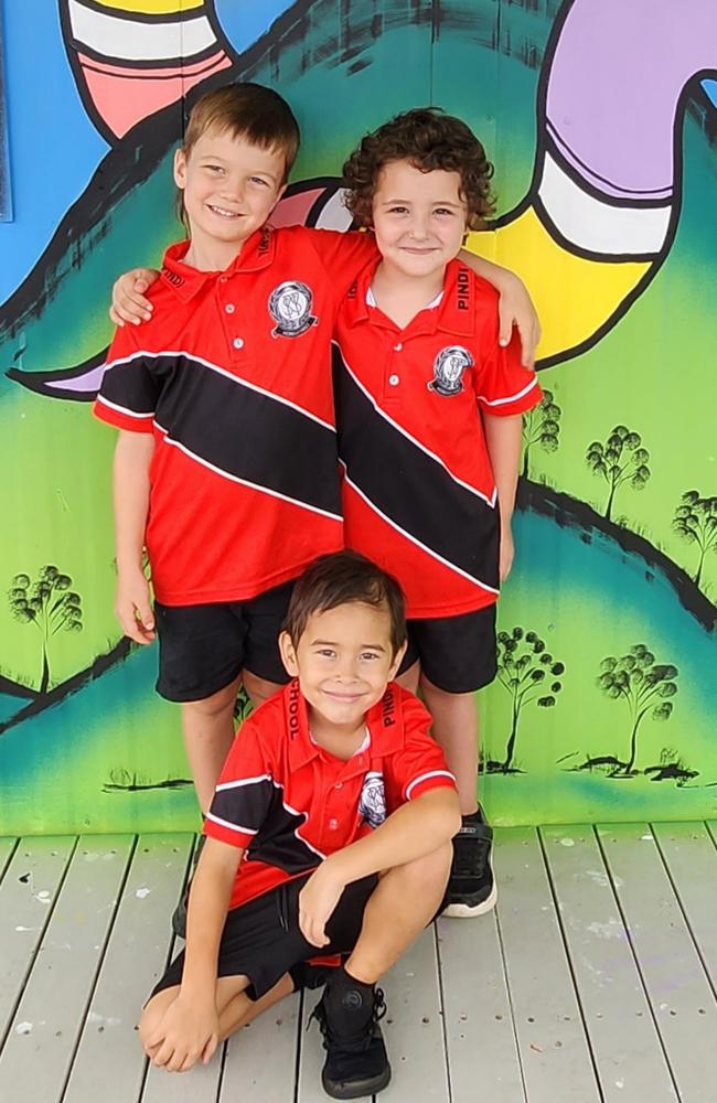 Pindi Pindi State School Prep Standing (L to R) Ryder Simpson, Elijah Pascoe, Kneeling: Ricco Kenworthy. My First Year 2024 Mackay