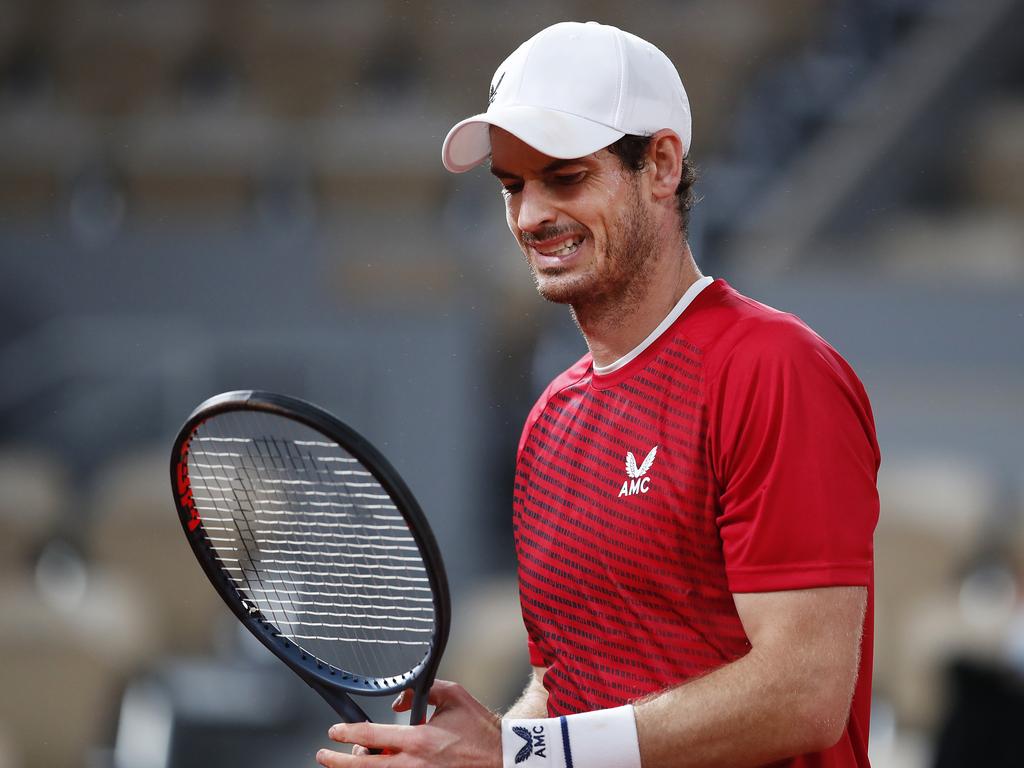 Andy Murray of Great Britain during his loss to Stan Wawrinka of Switzerland.