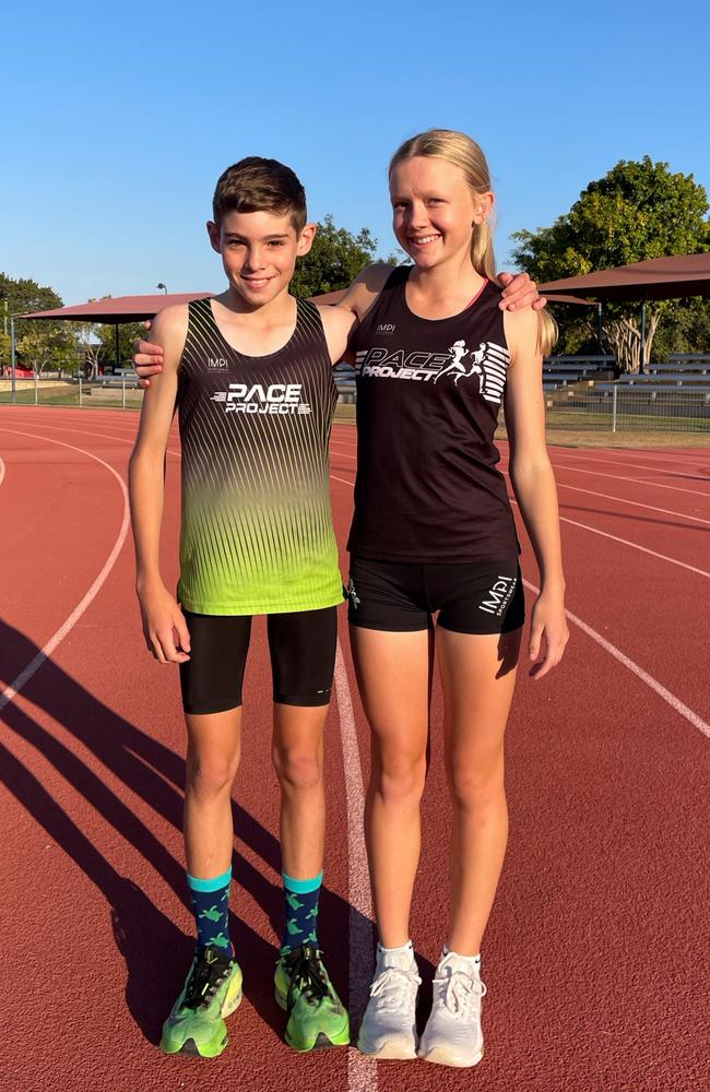 Riley Simpson, 12, and Brigette Rose, 13, are two of Townsville's most promising up and coming athletes. Picture: Supplied.