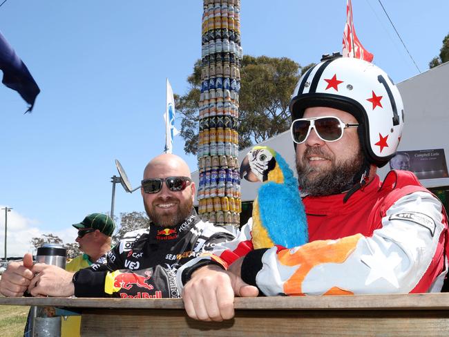 BATHURST, AUSTRALIA - NewsWire Photos OCTOBER 12, 2024: The guys dressed up at can pole corner at the top of Mount Panorama in the camping area. The 2024 Repco Bathurst 1000 Supercar races, Mount Panorama Bathurst, NSW.Picture: NewsWire / Damian Shaw