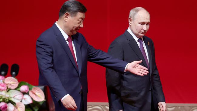 China's President Xi Jinping and Russian President Vladimir Putin at a concert in Beijing last month. Picture: AFP