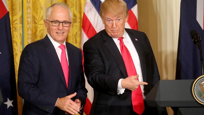 US President Donald Trump and Prime Minister Malcolm Turnbull in the White House. Picture: Nathan Edwards