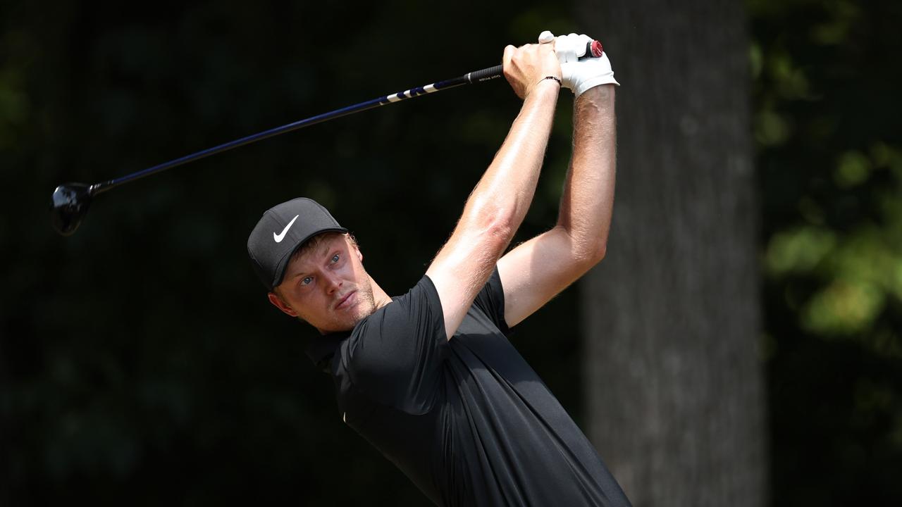 Cameron Davis of Australia plays his shot from the first tee during the final round of the Wyndham Championship at Sedgefield Country Club on August 06, 2023 in Greensboro, North Carolina. (Photo by Jared C. Tilton/Getty Images)