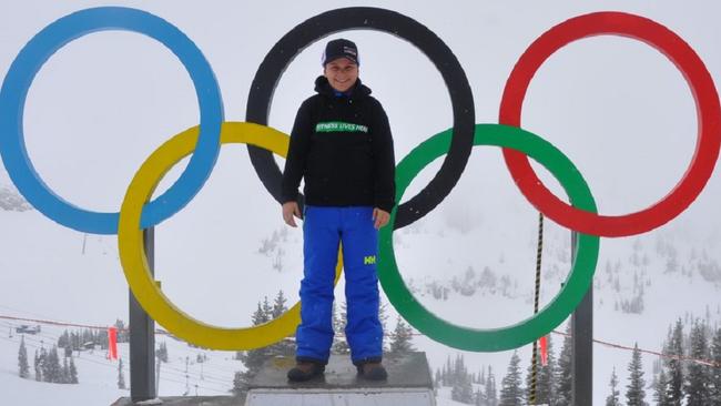 Lachlan Greentree standing on the Olympic podium at Whistler. Source: Facebook/ Team Lochie