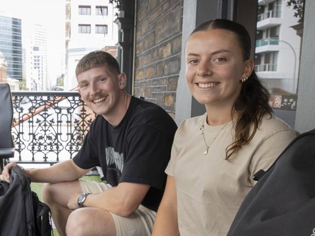 Backpacker numbers in the state have dropped significantly at the expense of high yield tourism . Alex Freeman, 22, and Ella Bromhead, 22, from England staying at Tequila Sunrise backpackers in the city. 20th March 2025 Picture: Brett Hartwig