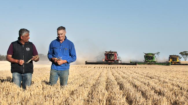 West Wimmera farmer John Bennett and Asahi Beverages’ group chief brewer Jaideep Chandrasekran, Picture: Supplied