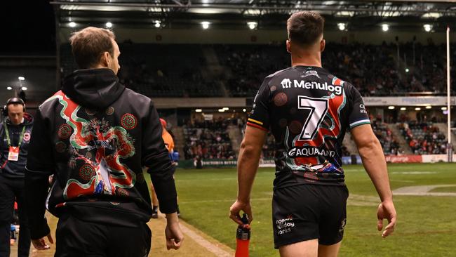 Lachlan Ilias was hooked in the first half of their loss to the Dragons in round 15. Picture: NRL Images