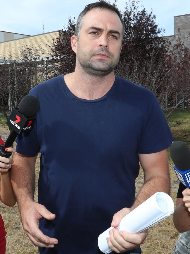 Former AFL star Brian Lake leaves the Sunshine Law Courts. Picture: Alex Coppel