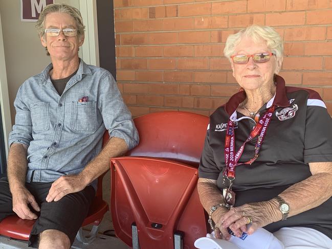 Babs Kable and her son Bob at Brookvale Oval