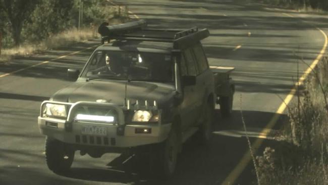 Greg Lynn's Nissan Patrol and trailer were captured by an automatic number plate recognition camera travelling along the Great Alpine Rd. Picture: Supplied/ Supreme Court of Victoria