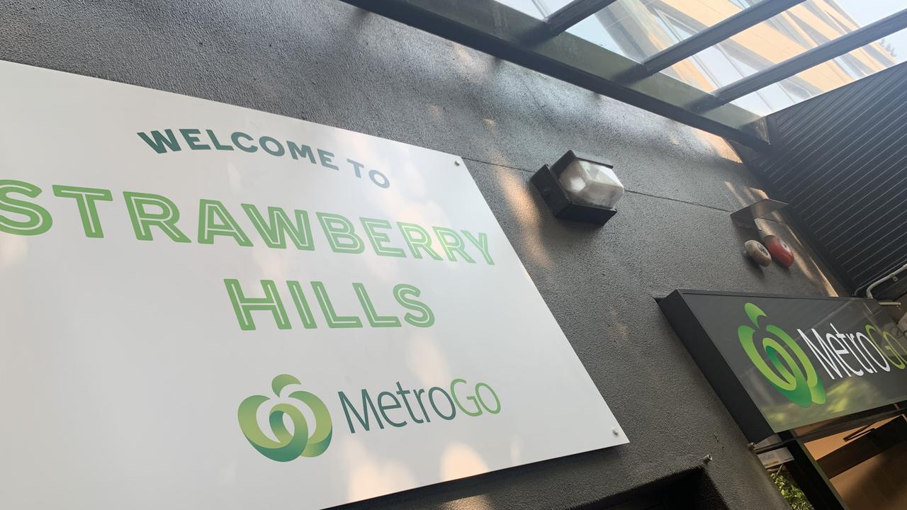 The new branding on the Woolworths MetroGo store in Strawberry Hills, Sydney. Picture: Benedict Brook