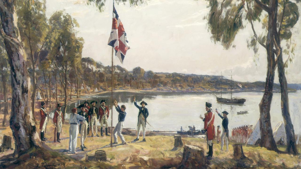  'The Founding of Australia', a 1937 sketch by Algermon Talmage. Pic State Library of NSW. 