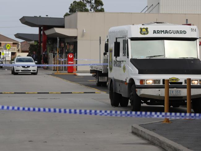 The scene of today’s armed holdup. Picture: Alex Coppel.