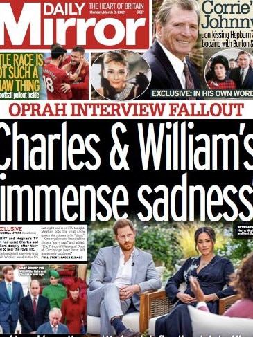 Daily Mirror front page. Picture: Supplied