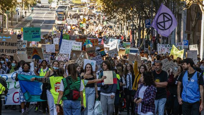 Protesters at last year’s School Strike 4 Climate protest in Melbourne. Picture: Daniel Pockett