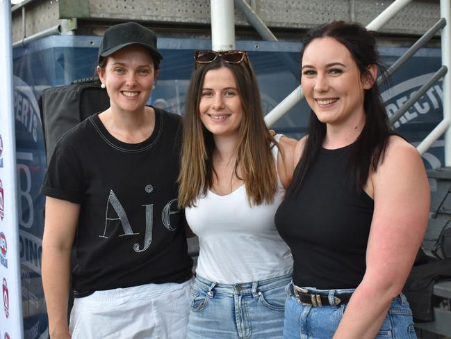 Britt McHugh, Shanae Zanda and Steph McKenzie at the AFL Capricornia grand finals, Rockhampton Cricket Grounds, September 10, 2022.