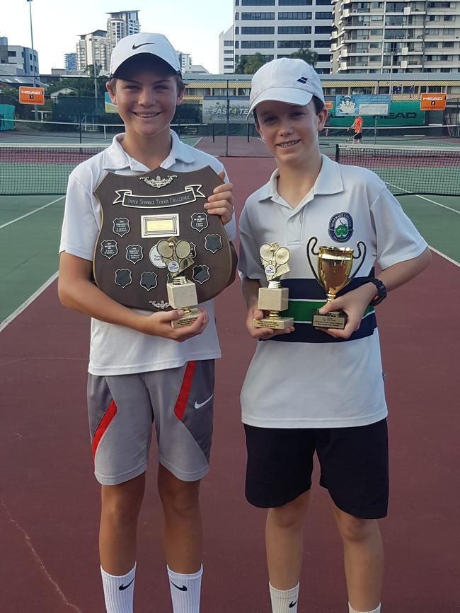 Tennis Gold Coast Inter-School Tennis Challenge. Middle Boys - Somerset College: Jack Newman &amp; Luke Shlrley. Picture: SUPPLIED