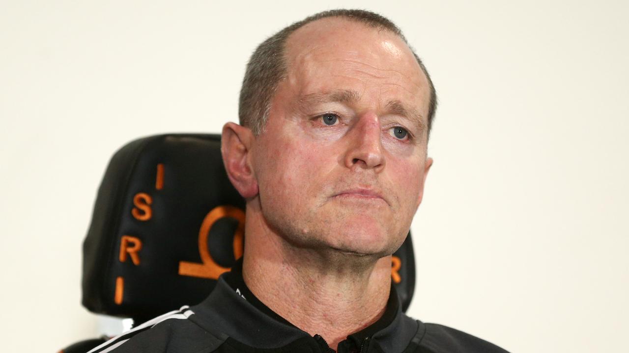 Tigers coach Michael Maguire made quite the impact post-game but not in the way you’d expect. (AAP Image/Brendon Thorne)