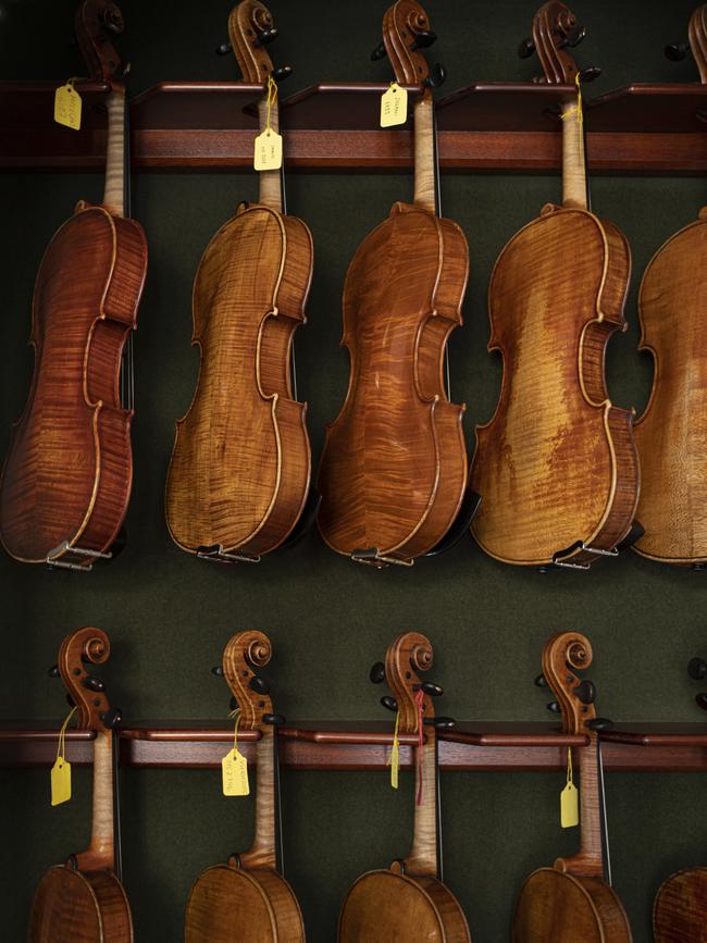 Violins at Beare's instrument dealer in London. Picture: Nic Walker