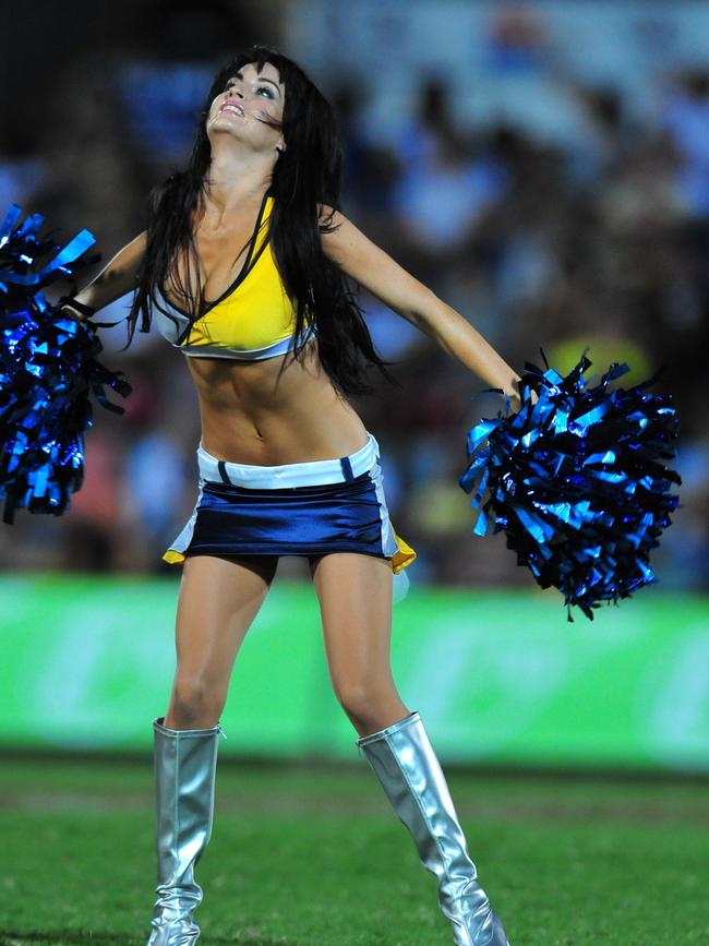 North QLD Cowboys V West Tigers at Dairy Farmers Stadium. Hot Squad Cheerleaders at the game.