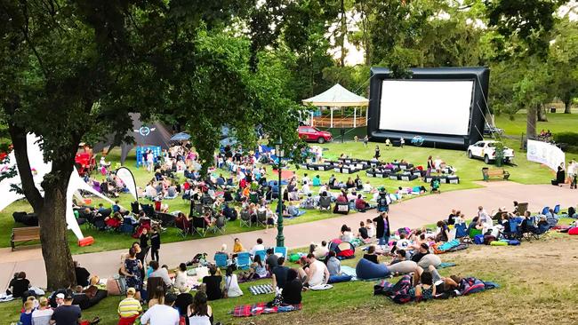 Outdoor film screening during City of Greater Bendigo's Summer in the Parks program.