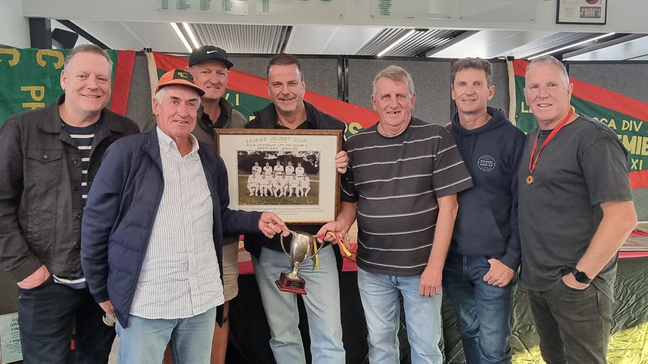 Leopold Cricket Club celebrated its 1994-95 premiership recently. Picture: Leopold Cricket Club.