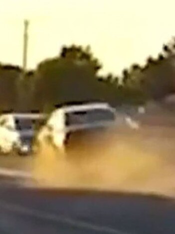 Dashcam footage allegedly shows the car speeding up before hitting Mr Robinson. Picture: 7News.