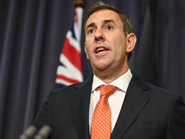 CANBERRA, AUSTRALIA  - NewsWire Photos - February 4, 2025:  Federal Treasurer Jim Chalmers holds a press conference at Parliament House in Canberra. Picture: NewsWire / Martin Ollman