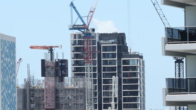 Cranes hover over Broadbeach Mermaid neighbourhoods as the construction boom on the Gold Goast shows no signs of slowing down. Picture Glenn Hampson