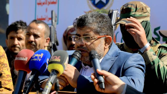 Houthi leader Mohammed Ali al-Houthi says the strikes won’t deter the group from attacking ships and confronting the US. Picture: AFP