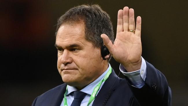 CARDIFF, WALES - NOVEMBER 20: Dave Rennie, Head Coach of Australia gives instructions to their side ahead of the Autumn Nations Series match between Wales and Australia at Principality Stadium on November 20, 2021 in Cardiff, Wales. (Photo by Stu Forster/Getty Images)