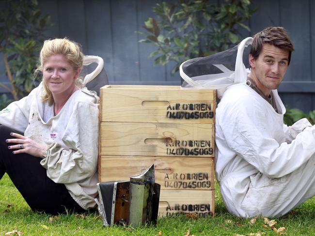 Antonia O'Brien has accepted a redundancy from the Health Department and is going to focus her efforts on the honey business she runs with her husband Robin, on the right,