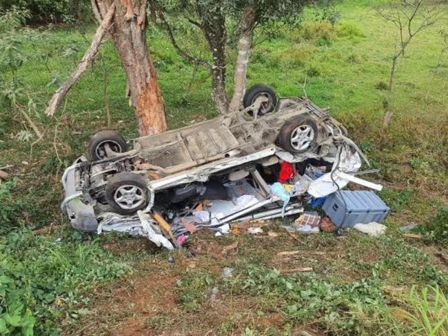 A man was rushed to hospital after crashing down a four-metre embankment near Maleny.