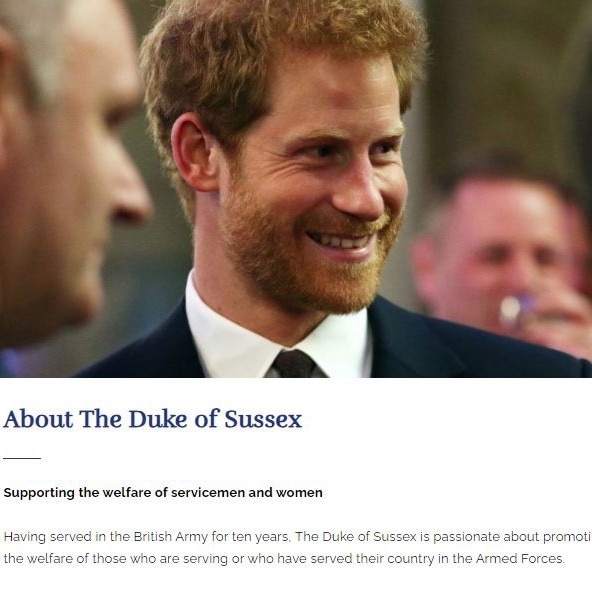 Harry's official page has been updated on the royal website. Picture: royal.uk